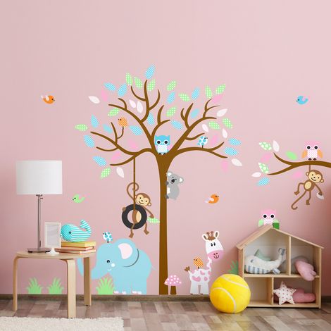 Stickers muraux Sticker Mural Autocollant - ANIMAUX MERVEILLEUX DE LA JUNGLE - Stickers adhésifs - 60x80cm (1/5)