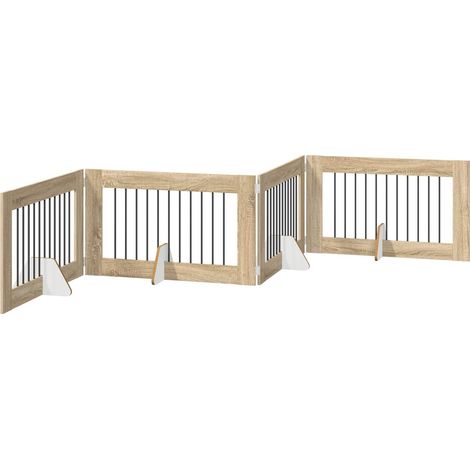 Foldable Dog Gate with Stands 4 pcs Sonoma Oak 401 cm vidaXL