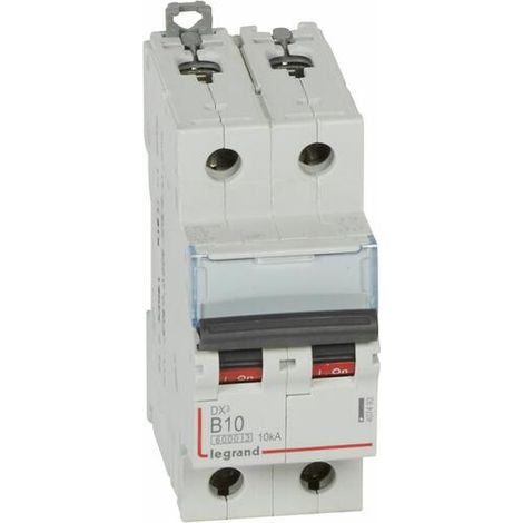 Disjoncteur DX³6000 10kA arrivée haute et départ bas à vis 2P 230V à 400V - 10A - courbe B - 2 modules - LEGRAND