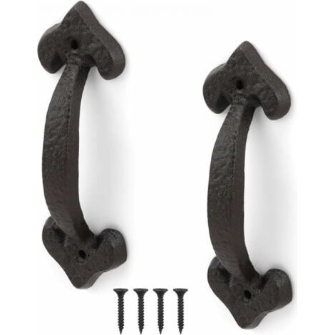 Poignée de porte coulissante 2 pièces, poignée de porte rétro, gamme complète d'accessoires, pour portes de hangar, portes de garage, armoires (1/4)