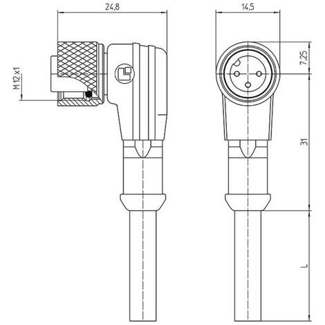 Connecteur confectionné pour capteurs/actionneurs M12 Lutronic 1205 12 315 5m 1121 femelle, coudé 5.00 m Nombre de pôle (1/4)