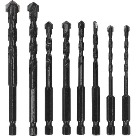 8-teiliges Set Hartmetall-Steinbohrer, 6,35 mm schwarzer Sechskantschaft, für Betonfliesen (1/5)
