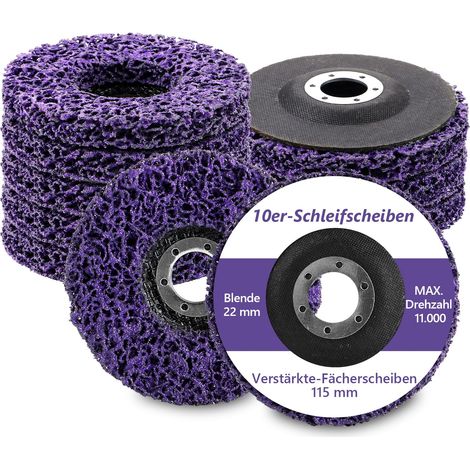 10 Pièces Disque Abrasif 115 mm pour Décapage Rouille, Poncage Métal Bois Peinture, Feuilles Violettes Alésage 22 mm pour Meuleuse Angle et Rénovation Bricolage (1/5)