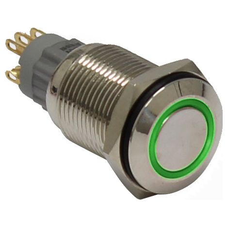 Pulsador antivandálico PBW-16BK 2A 250V LED verde