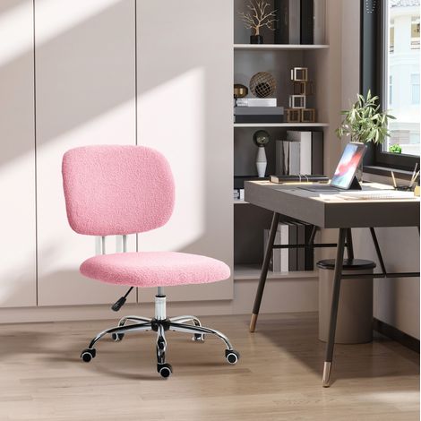 Chaise de bureau ergonomique en velours rose, hauteur réglable, sans accoudoirs, OKWISH (1/5)