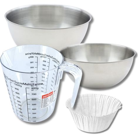 Set pâtisserie avec 30 moules à muffins en papier, 2 bols à mixer, verre mesureur et spatule Zenker (1/5)