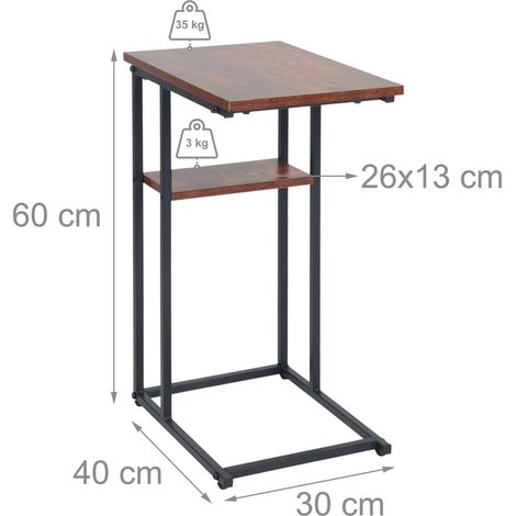 Pratico tavolino rettangolare da salotto per divano 60 x 40 x 60 cm in metallo nero 130017801