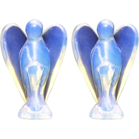 Lot de 2 Statues Ange Gardien Opalite 3,8cm Autoportante Méditation Cadeau
