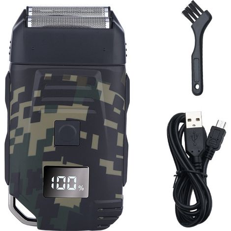 rasoir electriques hommes-Rasoir électrique rechargeable pour hommes avec écran LCD et lames flottantes – Salon, soins personnels et voyage (2 lames, coupe 0.5mm) (1/3)