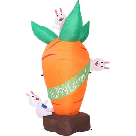 Décoration de Pâques lumineuse : Lapin carotte gonflable pour les fêtes en intérieur. (1/4)