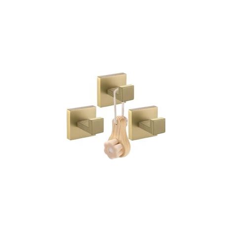 Gancio appendiabiti da bagno in acciaio inox spazzolato color oro, robusto portasciugamani quadrato per bagno, cucina e garage, confezione da 3 ganci da parete in acciaio inox, 56 cm - Crezuo