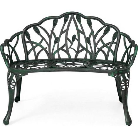 Gartenbank aus Aluminiumdruckguss, grün antik, 99 x 57 x 78 cm, 2-Sitzer MODENUIT (1/5)
