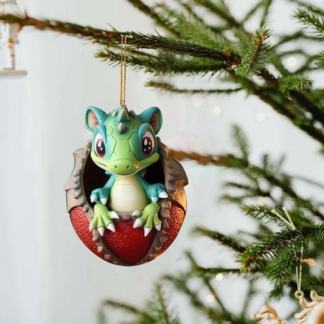 Oeufs De Dinosaure - Décoration De Noël En Acrylique - Pendentif Plat Pour Arbre Ou Mur - Idée Cadeau Nouvel An - Lot De 1 Pièce (1/5)