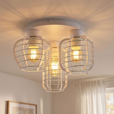 LED Deckenlampe Deckenleuchte Wohnzimmerlampe 3-flammig Weiß Metall D 37,5 cm (1/5)