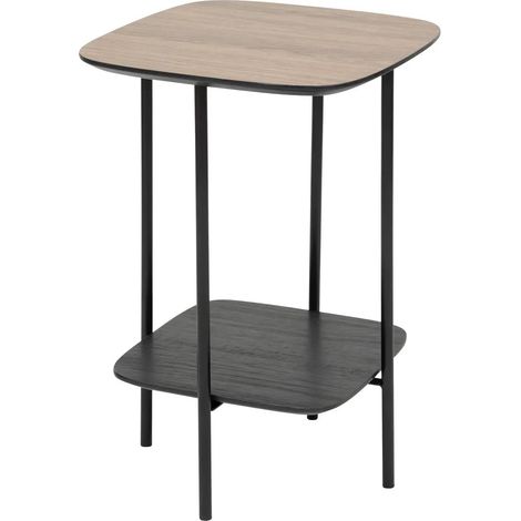 Table à café, table d'appoint en bois coloris naturel et métal noir -Longueur 40 x Profondeur 40 x Hauteur 60 cm (1/5)