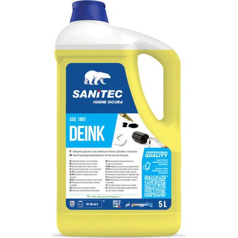SANITEC igiene sicura Deink - Detersolvente Sgrassante per Inchiostro, Colla, Grasso, Graffiti e Vetrocamino - 5 kg