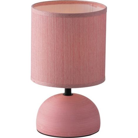 "Lampada da tavolo FURORE in ceramica rosa con paralume in tessuto" (1/2)