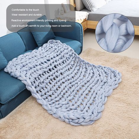 Couverture tissée en polyester uni, couverture de canapé, accessoires, fond, gris clair, épais, ligne spéciale. (1/4)