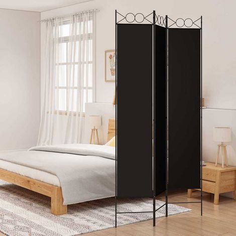 Paravent Cloison de séparation 3 panneaux - Séparateur de Jardin Noir 120x220 cm Tissu BV343643 - BonneVie (1/5)