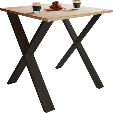 Mesa de comedor de madera VCM Premium  AL. 76 x AN. 80 x P. 50 cm  Mesa de comedor de cocina Mesa Xona X (Negro / Roble Sonoma)
