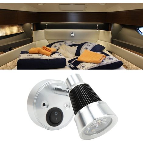 Lampe de lecture pivotante LED à 90°, éclairage intérieur réglable pour camping-car, caravane, bateau, lumière blanche chaude (1/5)