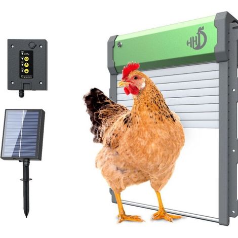 Porte Automatique Poulailler Grand Solaire: FOFNON Porte Poulailler Automatique Solaire - Minuterie et Capteur de Lumière - IP65