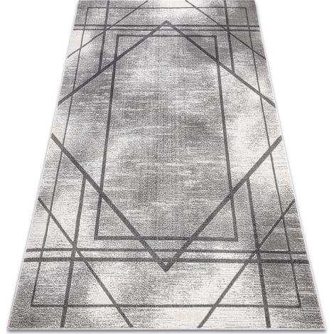 Modern NOBLE Teppich 1520 45 Vintage, Geometrisch, Linien - Strukturell zwei Ebenen aus Vlies grau grey 80x150 cm