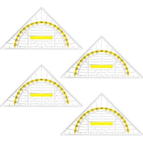 Ensemble de 4 outils triangulaires avec poignées, 16 cm, convenant aux étudiants et aux designers. (1/5)