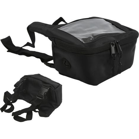 Sacoche de guidon pour vélo, sac à dos en nylon imperméable avec pochette transparente pour écran tactile, rangement avant pour téléphone, pour moto (1/5)