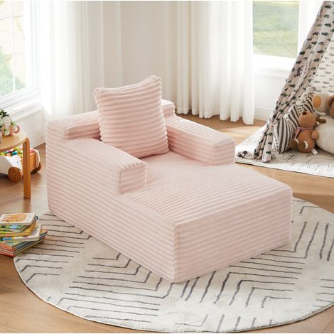 Chaiselongue Sofa rosa aus Cord mit Schlaffunktion ohne Montage (1/5)