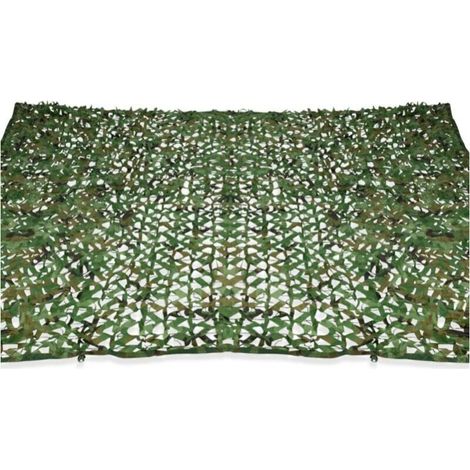 Cyslmuk – Voile d'ombrage rectangulaire 6x3 m – Camouflage à carreaux verts – Protection solaire UV – Fixation rapide sur murs et arbres (1/5)