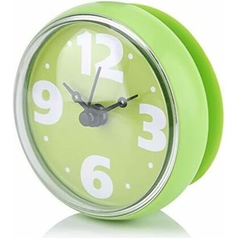 Horloge étanche mini "Douche" ventouse murale carrelage miroir vert (1/4)