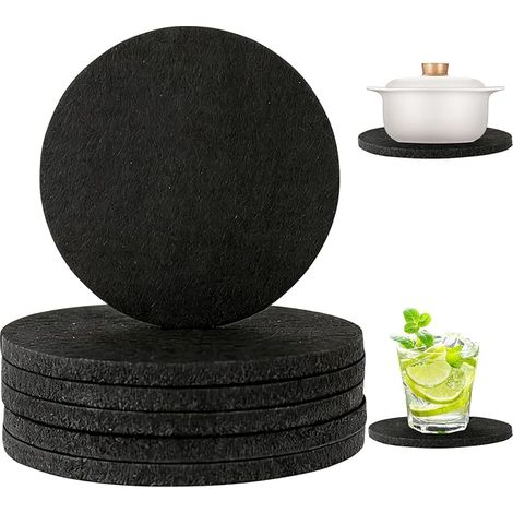 dessous de verre en feutre casseroles, verres, vases et bols – Protection table robuste (rond Ø 20 cm / anthracite) (1/5)