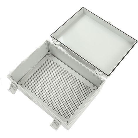 Boîte de jonction extérieure étanche ABS grise 15,7 x 11,8 x 6,7 pouces, couvercle à charnière, coffret électrique isolé pour jardin (1/5)