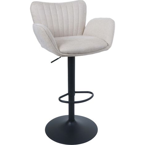 Tabouret de bar HWC-M67, tabouret de bar pivotant, avec accoudoirs et repose-pieds, tissu/textile, f (1/4)