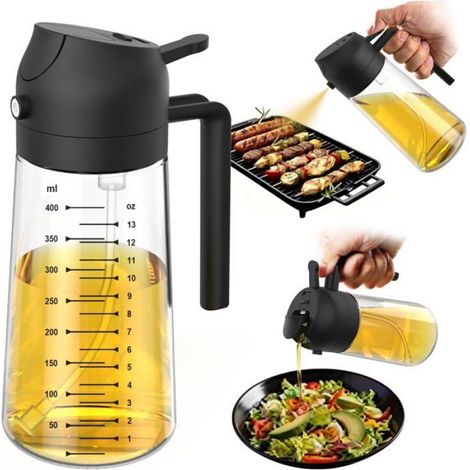16OZ / 470ml verre huile d'olive pulvérisateur 2 en 1 bouteille distributeur d'huile d'olive - noir (1/4)