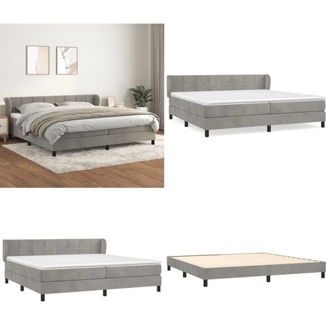 Sommier à lattes de lit et matelas Gris clair 200x200cm Velours - Lit Plateforme - Lit Double - Lit Velours - Lit Design - Literie - Home & Living (1/5)