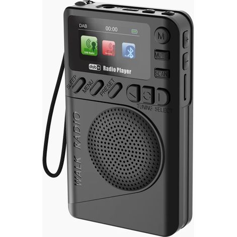 Mini radio DAB/FM de poche, écran LCD couleur, enceinte Bluetooth rechargeable, lecteur MP3, support de carte TF, avec minuterie de mise en veille. (1/5)