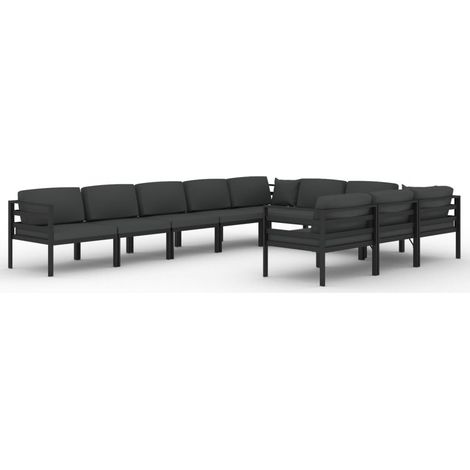 Maison Exclusive - 10-tlg. Garten-Lounge-Set mit Kissen Aluminium