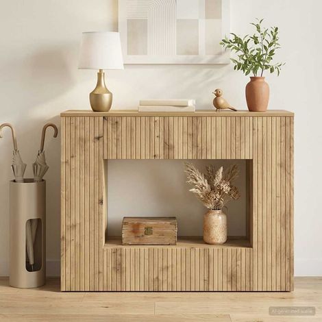 vidaXL Tavolo consolle Rigato Rovere Artigianale 101 x 29 x 74 cm