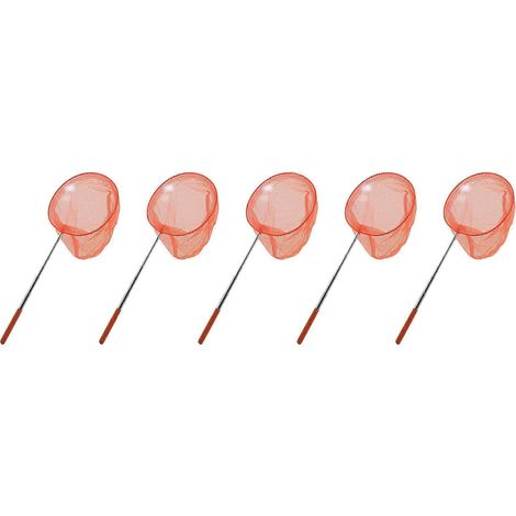 Lot de 5 épuisettes de pêche d'extérieur en acier inoxydable télescopique, avec sac et outil - Orange (1/5)