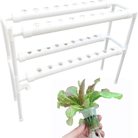 Kit de culture hydroponique 36 emplacements de plantes 2 couches PVC hydroponique pour culture aquatique Système de plantes de jardin et expérience hydroponique Légumes