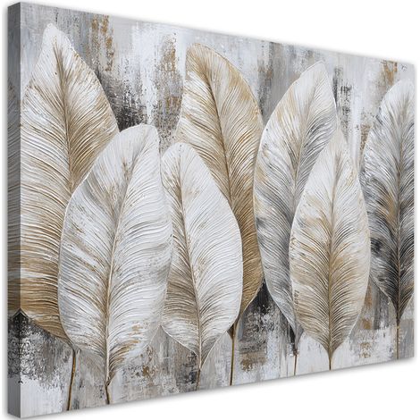 Quadro su tela, Una composizione botanica con foglie grandi ed esotiche. - 100x70 (1/2)