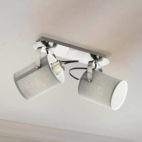 [NEUWERTIG] B-Ware Eglo Deckenlampe Deckenleuchte Leuchte Lampen Villabate 2 Grauen Textilschirmen