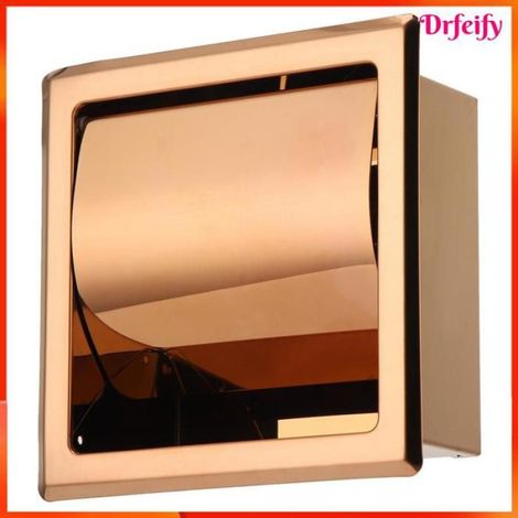 Porte-papier toilette - - Or Rose - Acier inoxydable 304 - 16x16 cm - Design contemporain (1/5)