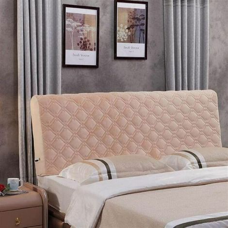 Housse de tête de lit Housse de tête de lit, douce et épaisse matelassée avec bords et poches élastiques Housse en coton solide pour tête de lit simple, double, king (couleur : Rose, Taille: 1 (1/5)