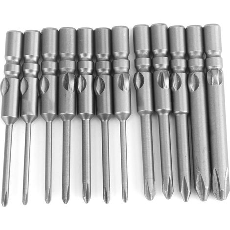 12-teiliges Set magnetischer Kreuzschlitzschraubendreher-Bits, Zubehör für elektrische Bohrmaschinen, manuelles Anzugswerkzeug, 4 mm (1/5)