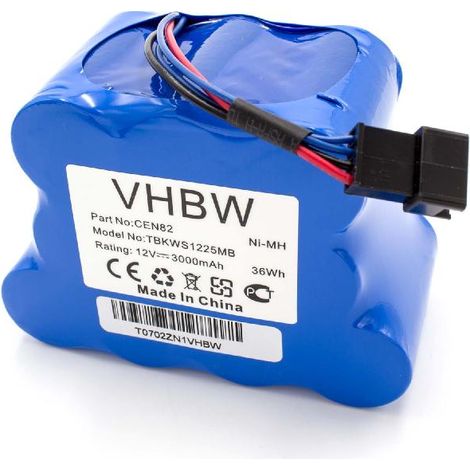 vhbw batteria sostituisce Ecovacs CEN82 per aspirapolvere blu (3000mAh, 12V, NiMH)