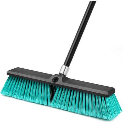 45 cm Large Commercial Hard Bristle Brush with Long Handle 63 cm for Garage, Workshop, Garden, Yard, Patio, Street, Warehouse, Lawn, Driveway (Green) (1/5)