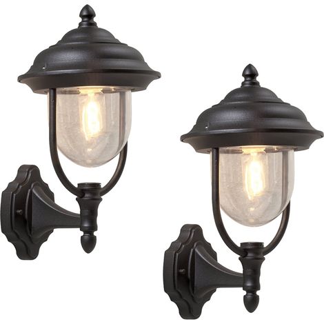2er SET Wandlaterne ALU Schwarz für Hauswand E27, IP43 (1/4)